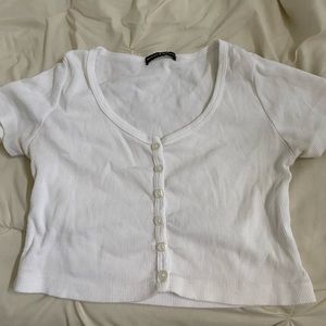 white button down crop top